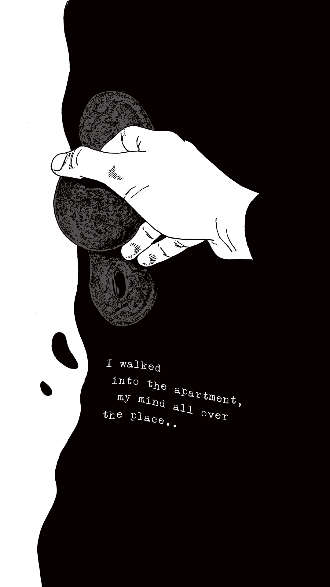 a page from FANA, original comic series, hand drawn illustration, ink on paper, 2d art, autobiography, FANA, rrfana, rr, Rita Rahimi, Ramin Rahimi,  کتاب مصور فنا ، ریتا رحیمی ، رامین رحیمی 
