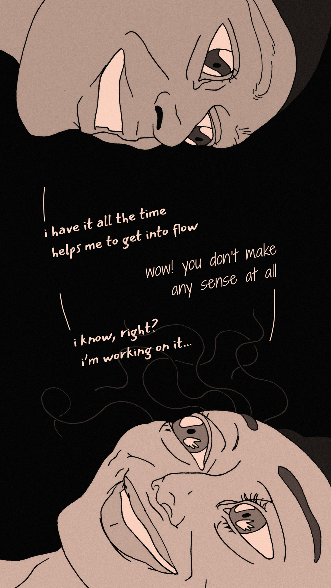 a page from FANA, original comic series, hand drawn illustration, ink on paper, 2d art, autobiography, FANA, rrfana, rr, Rita Rahimi, Ramin Rahimi,  کتاب مصور فنا ، ریتا رحیمی ، رامین رحیمی 
